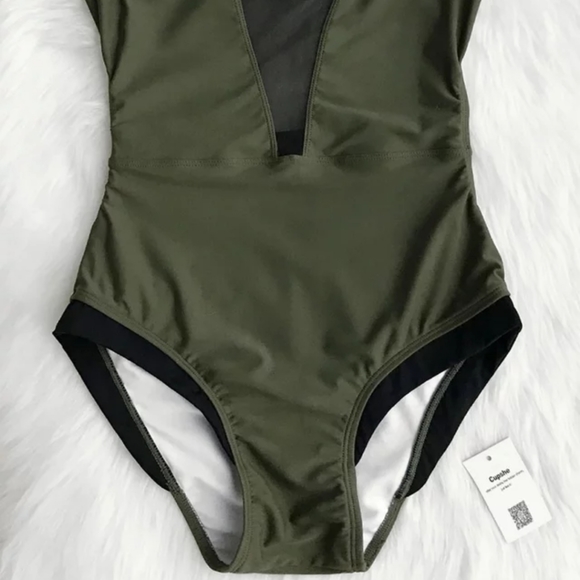 NWT CUPSHE Army Green One Piece Swimsuit Large - Picture 9 of 13